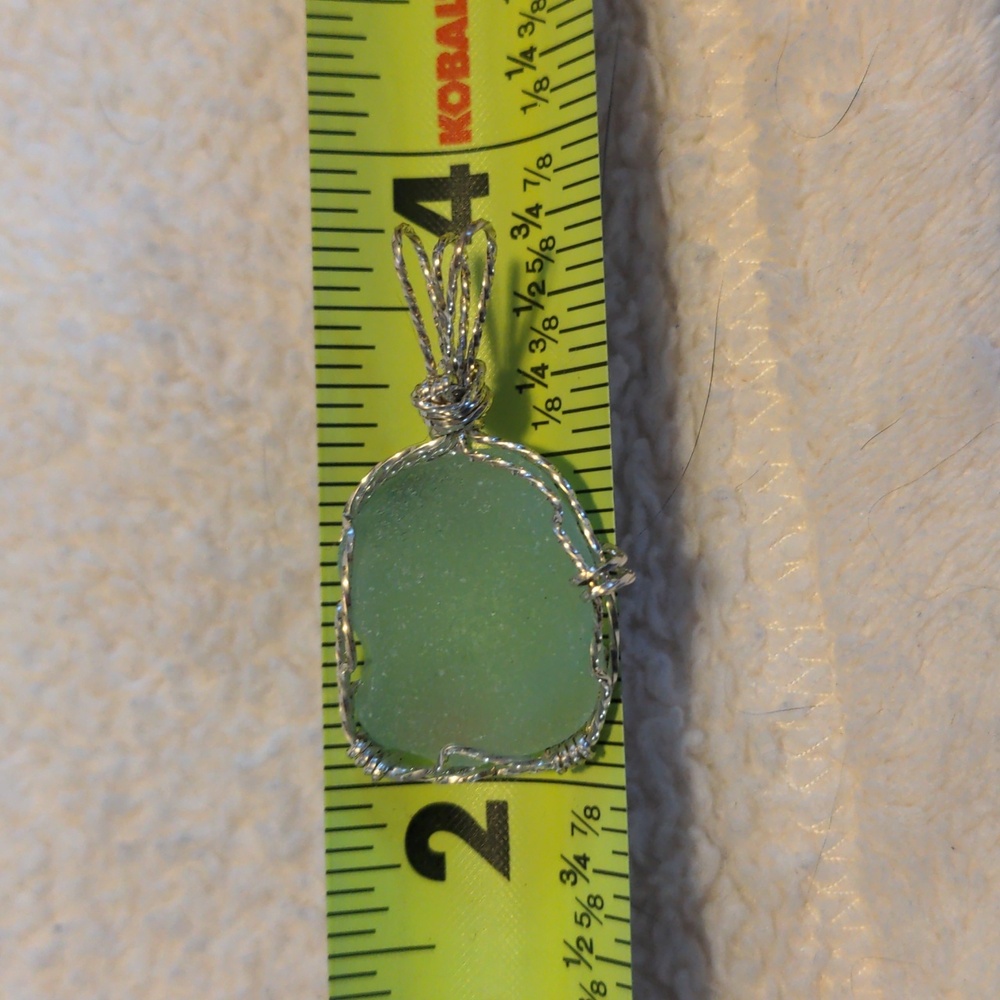 Sterling Silver Wrapped Sea Glass Sea Mist Pendant Cape Cod - Picture 5 of 5